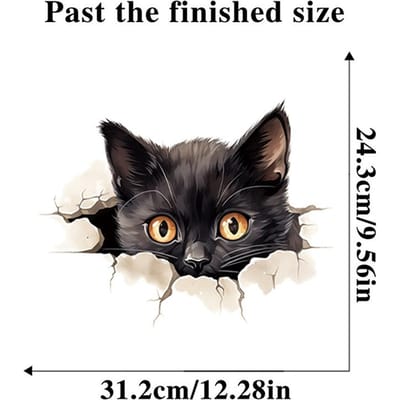 Autocollants 3D amusants pour siège de toilette, motif chaton, imperméables, à décoller et à coller, pour salle de bain et toilettes black