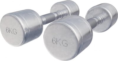 Gorilla Sports Dumbellset 12 kg - 2x6 kg - Halterset - Vaste dumbbells - Chroom