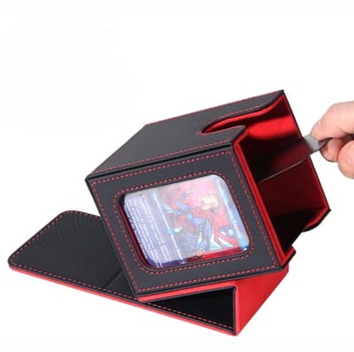 Deckmasters XS Deckbox met Kaartvenster – Rood Suède Interieur – Kaartenhouder geschikt voor MTG, One Piece