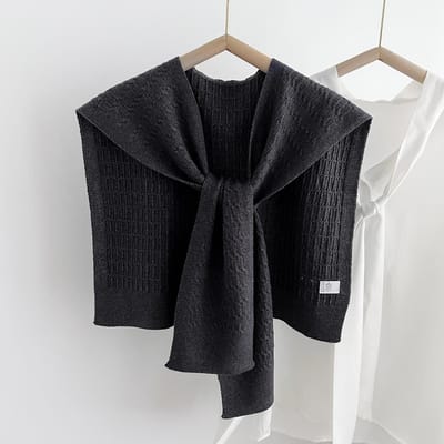 Mode Koreaanse Herfst Gebreide Sjaal Dames Blouse Schouder Nepkraag Cape Effen Kleur Nekbeschermer Sjaals Dames Winter Binnen black