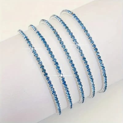Livano Armband - Staal - Nep Zilver - Dames - 5 St - Zilver/Blauw