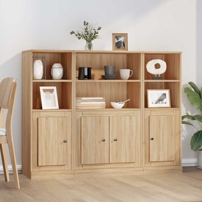 vidaXL - Hoge - kasten - 3 - st - bewerkt - hout - sonoma - eikenkleurig