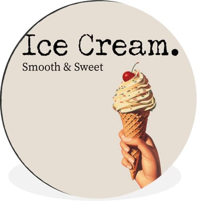 WallCircle - Wandcirkel - Muurcirkel - Ice cream - Softijs - Kleurrijk - Kers - Aluminium - Dibond - 30x30 cm - Binnen en Buiten