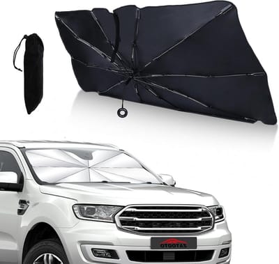 Allecto Plus - Zonwering auto voorruit 150x82cm - Upgrade voorruitparasol - Zonwerende paraplu - UV-bescherming - Opvouwbaar - Auto-accessoires - Zonnescherm auto.
