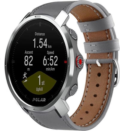 Strap-it Leren smartwatch bandje - geschikt voor Polar Grit X / Grit X Pro / Vantage M / M2 / M3 / V3 - grijs