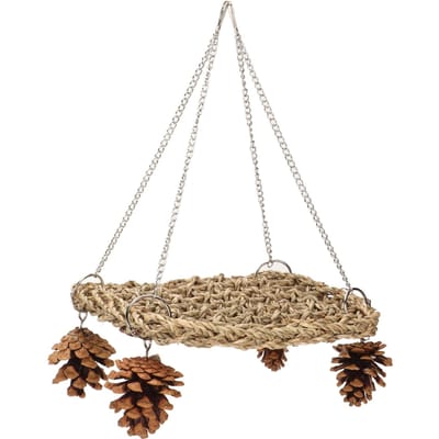 Jouets Balançoires en Herbe Marine pour Oiseaux Sûrs Sains Faits Main Soulagent l'Ennui Oiseaux Fourrage Mâcher Jouets Muraux avec beige