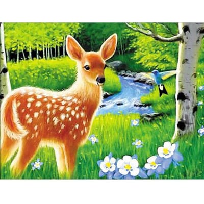 5D DIY volledige diamant schilderij kruissteek Fawn en bos diamant borduurwerk herten strass 20X30CM black