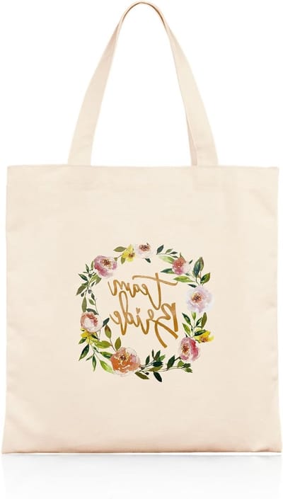 Canvas Tote Bag voor Bruiloft, Babyshower en Vrijgezellenfeest - Wit, 40cm, Duurzaam en Stijlvol