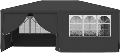 Partytent Gazebo - Tuinluifel Prieel - Buitenfeesten Evenementen - Verwijderbare Zijwanden - 4 x 6 meter - Antraciet