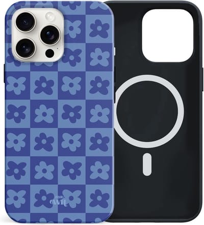 xoxo Wildhearts siliconen hoesje geschikt voor iPhone 14 Pro Max hoesje - Denim Blossom - Magnetisch telefoonhoesje - Magneet case - Kwalitatieve backcover - TPU materiaal - Hoesje met bloemenprint - Bloemen - Blauw