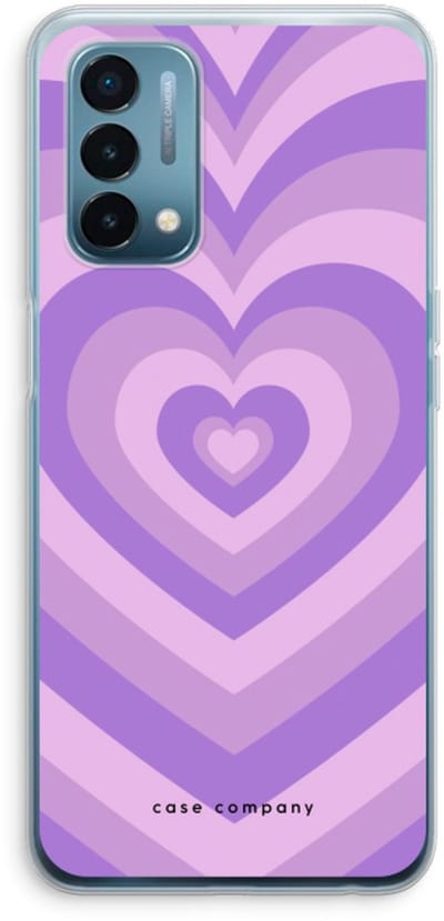 Case Company® - Hoesje geschikt voor OnePlus Nord N200 5G hoesje - Hart Paars - Soft Cover Telefoonhoesje - Bescherming aan alle Kanten en Schermrand