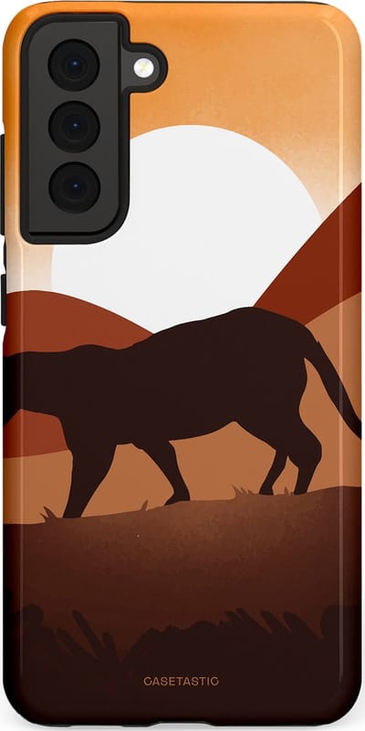 Casetastic Hoesje Geschikt voor Samsung S21 FE - Stijlvolle Beschermende Duo-layer Case - Zonsondergang Safari