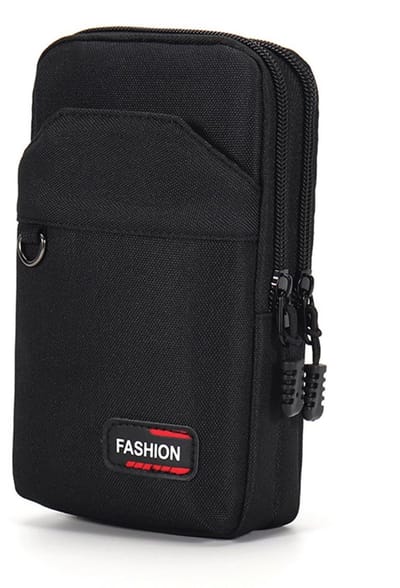 Dailygoods- Telefoontas 18,2 cm - Crossbody Tas - 3 Compartimenten - Zwart - Geschikt voor Reizen/Wandelen/Fietsen - Schoudertas