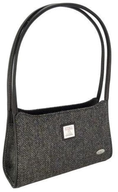 Schoudertas Fiddich Houtskool Grijs Visgraat - Small - Ritssluiting - Harris Tweed - Glen Appin of Scotland