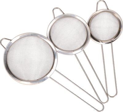 Humbert Keuken vergiet/zeef met steel - set 3x - RVS - 3 formaten - bolzeef