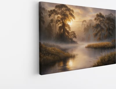 Saammp Canvas Schilderij - Zonnig landschap - Abstract - Natuur - 45x30 - Foto op canvas - Wanddecoratie - Muurdecoratie Woonkamer - Slaapkamer decoratie - Canvas Print