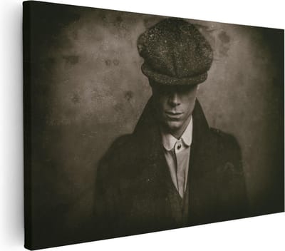 Artaza Canvas Schilderij Gangster - 30x20 cm - Klein - Wanddecoratie Peaky Blinders - Muurdecoratie Portret - Kamer Accessoires Man