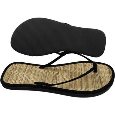 Vrouwen Platte Slippers Slippers Comfortabele Antislip Sandalen Bamboe Rotan Slippers Thuis Badkamer Mode Slippers Zapatos 38 black