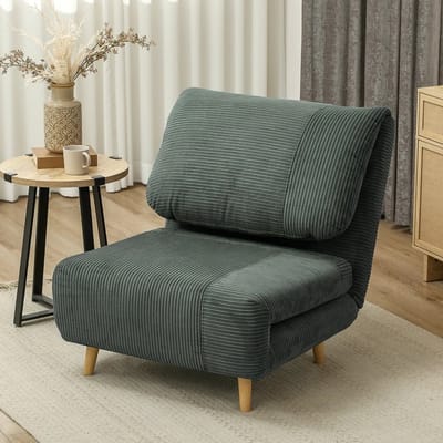Sweiko Opklapbare Slaapbank - Verstelbare rugleuning - Corduroy stof - 82×41×83 cm - Groen