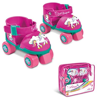 Verstelbare rolschaatsen voor kinderen - Maat 22 tot 29 - Complete set met tas en beschermers - Roze