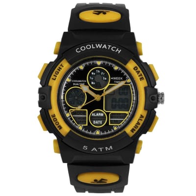 Coolwatch horloge CW.387 analoog/digitaal zwart -geel