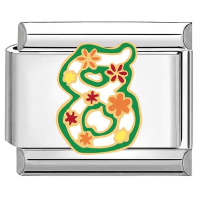 Quiges - Schakel - Bedel - 9mm - charms - Kleurrijk - Number 8 - Geschikt voor - armband - Schakelarmband - italy bedels armband