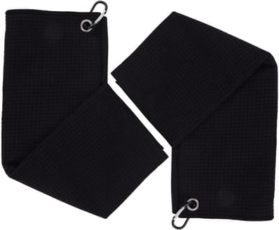 Set van 2 Golfhanddoeken van Microvezel, 40x40cm, Ideaal voor Sport, Gym en Buitenactiviteiten, Zwart