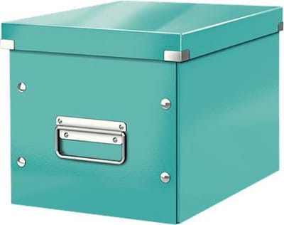 Leitz WOW Click & Store Cube Middelgrote Kartonnen Opbergdoos met Deksel- 26 x 24 x 26 Cm (BxHxD) - Ijsblauw
