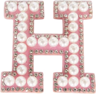 Strass Applicatie Alfabet Letter - 4,5 CM hoog - A t/m Z - Letter H - Roze met witte parels en stenen - Niet strijkbaar