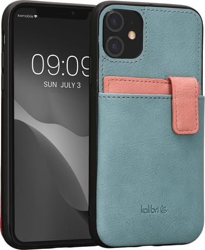 kalibri hoesje geschikt voor Apple iPhone 11 - Back cover van imitatieleer met pasjeshouder