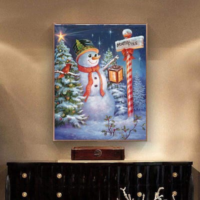 Diamantborduurwerk Sneeuwman 5D Diamant Kruissteek Kristal Volledige Diamant Sets Onvoltooid Decoratief 20X30CM blue