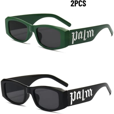 2 Paires Lunettes de Soleil Mode Punk Lettre Rectangulaire Vintage Style Hip-hop Sensation Haut de Gamme Lunettes de Soleil Spicy Girl pour Femmes