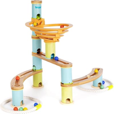 Houten Knikkerbaan - Doolhof Bouwspel - Creatief Spelen - Eco-vriendelijk Bamboe - 48 Delen - Multicolor