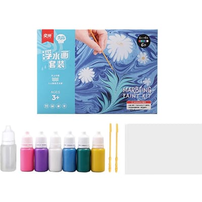 Marbling Paint Kit 12 kleuren Perfect Water Art Paint Mate Veilige en educatieve kunst en ambachten 6ml - 6 colors blue