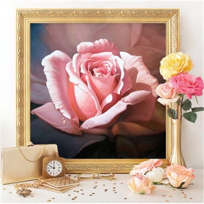 Peinture diamant 5D fleurs, images de strass, mosaïque, point de croix, Rose 20X30CM white