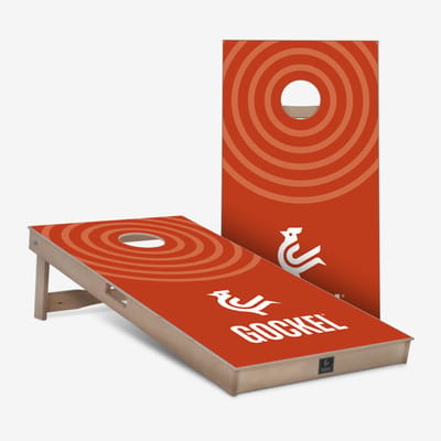 Gockel Original Cornhole boards set - oranje cirkels - 120 x 60 cm (100% berken multiplex - inclusief cornhole bags / zakjes)