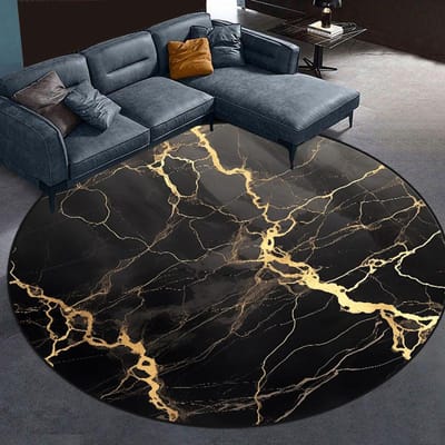 Abstract Marmer Rond Tapijt Woonkamer Zwart Warm Pluizig Hangstoel Mat Slaapkamer Bedzijde Vloerkleed Groot Formaat Garderobe Kleden 60cm 23 in gray