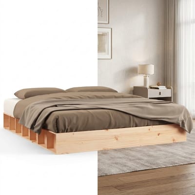 Vloerbed – Laag Bedframe – Minimalistisch Design – Stevig en Comfortabel – Geschikt voor Elke Slaapkamer - Naturel