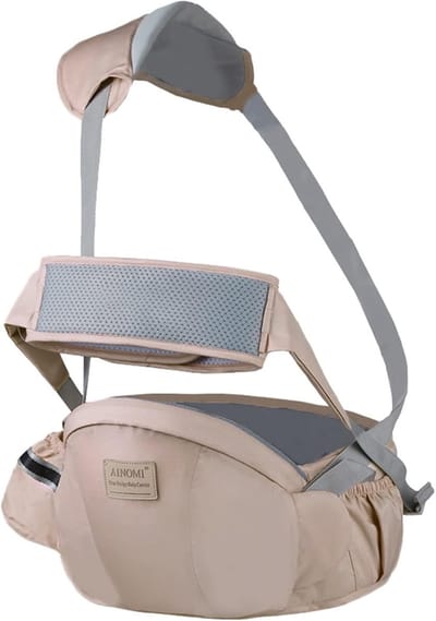 Baby Draagzak - Heupzitje Babydrager - Comfortabel Dragen - Ergonomisch Ontwerp - 23x16x20cm - Kaki