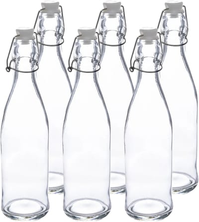 5Five Beugelfles/weckfles - 6x - glas - transparant - luchtdicht - 0.5 liter - waterfles - limonade