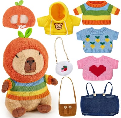 Grote Capybara Knuffelpop met Verwisselbare Kleding en Accessoires