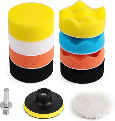 Auto Polijstspons 11 Stuks 80mm Polijstset Polijstpad Set Handpolijstpads Sponzen Wol Polijstschijf voor Polijstmachine Polijstvacht - Boormachine Adapter