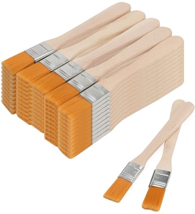 Dailygoods - MUKCHAP 50 STKS 15mm/0,6 Inch Chip Paint Kwasten, Houten Nylon Verf Kwasten, Platte Varkenshaar Borstel Kunstenaars Schilderen Borstels voor DIY, Reiniging