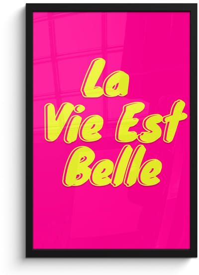 Poster in lijst - Fotolijst 40x60 cm - Posters - Quote - Retro - Roze - Posterlijst zwart - Decoratie - Wanddecoratie woonkamer - Muurdecoratie slaapkamer