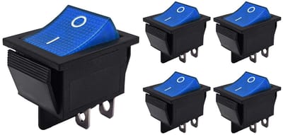 ProRide Wipschakelaar ON-OFF KCD4-202 - 2 Polig - 250V/16A - 30x22mm - Blauw zonder controlelampje - 5 stuks