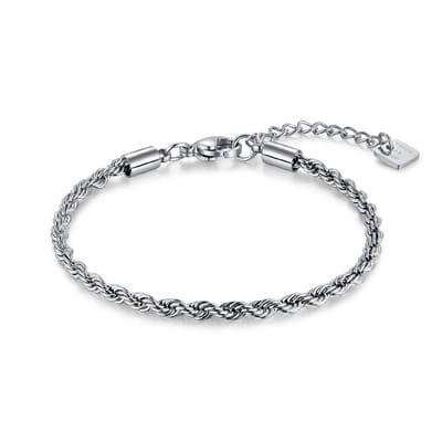 Twice As Nice Armband in edelstaal, getorst, 3 mm 15cm+3cm