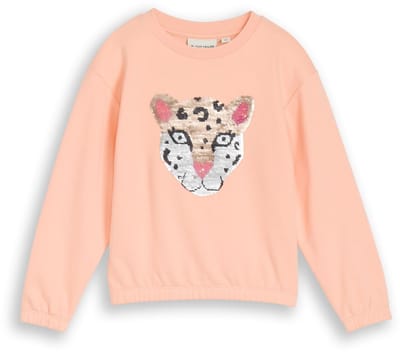 Tom Tailor - Sweatshirt met omkeerbare pailletten - Maat 92/98 - peach bloom