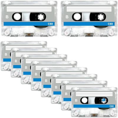 Dailygoods- Audiocassettes 10 Stuks - 60 Minuten - Lege Geluidsarm Cassettes - Muziekcassettes - Geluidsdemping - Geschikt voor Opnames - Geluidsbanden