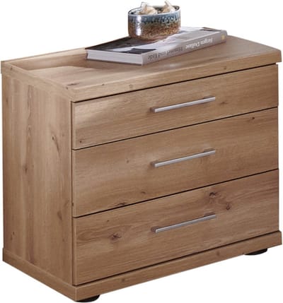 B Bright Nachtkast Bienne met 3 laden - 50 x 52 x 36 cm - bianco eiken