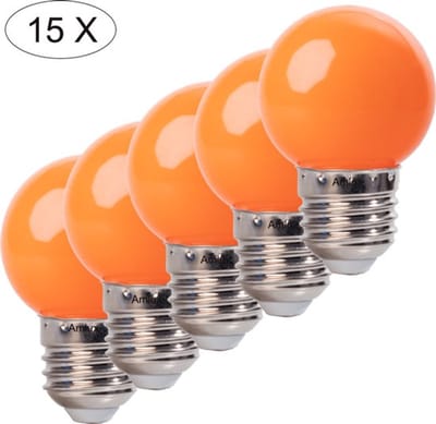 Set 15 stuks oranje led lampen - 1W - E27